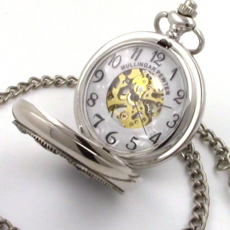 Mullingar Pewter Mechanical Pocket Watch Trinity Knot Border