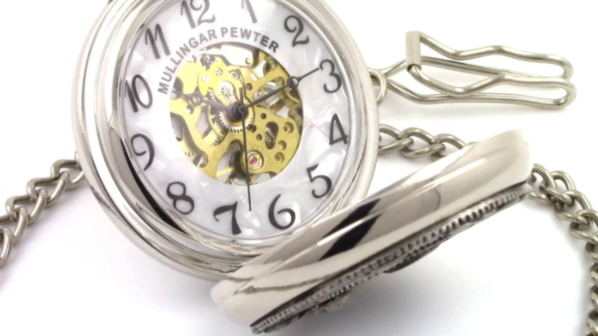 Mullingar Pewter Mechanical Pocket Watch Trinity Knot Border