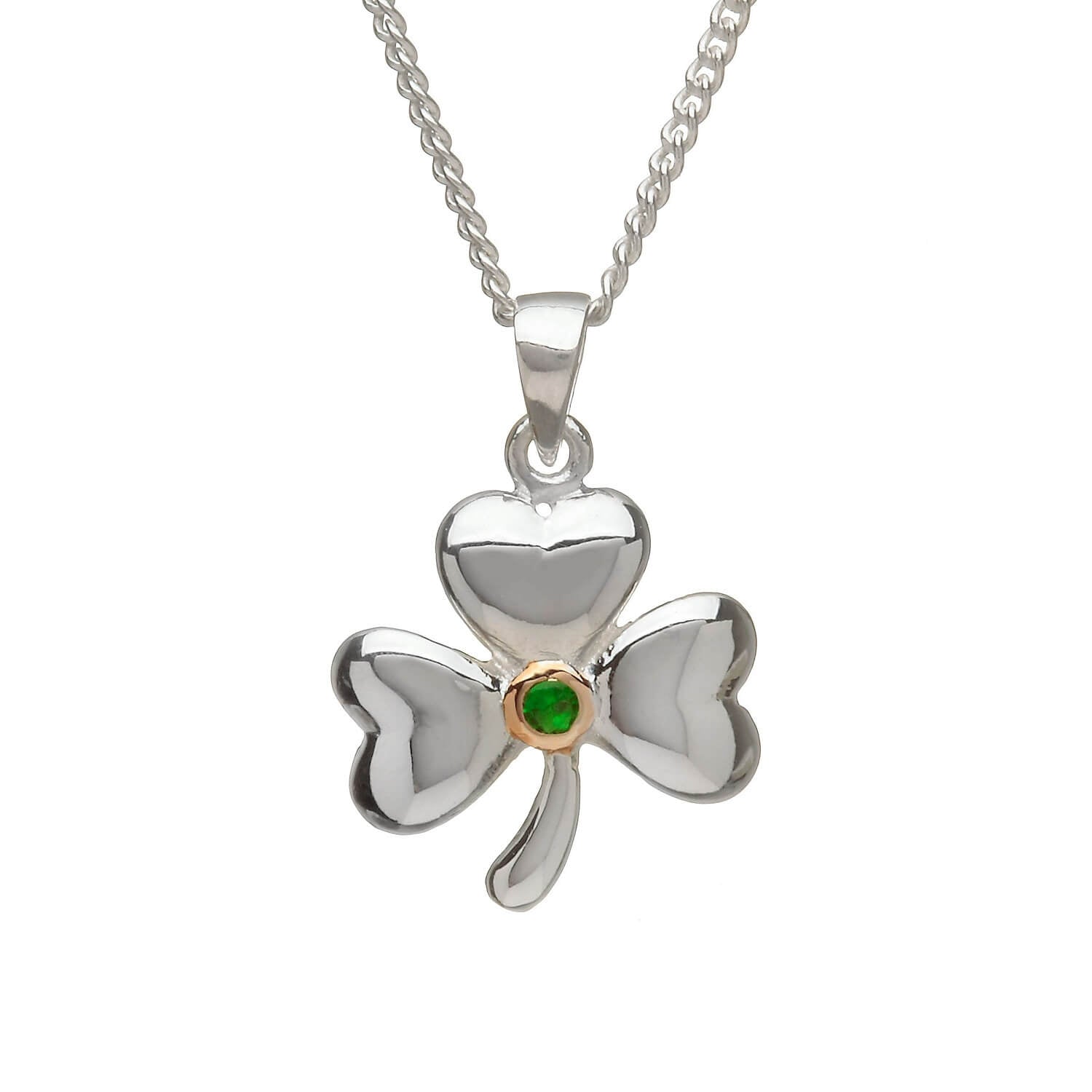 Shamrock Celtic Necklace With Emerald Stone