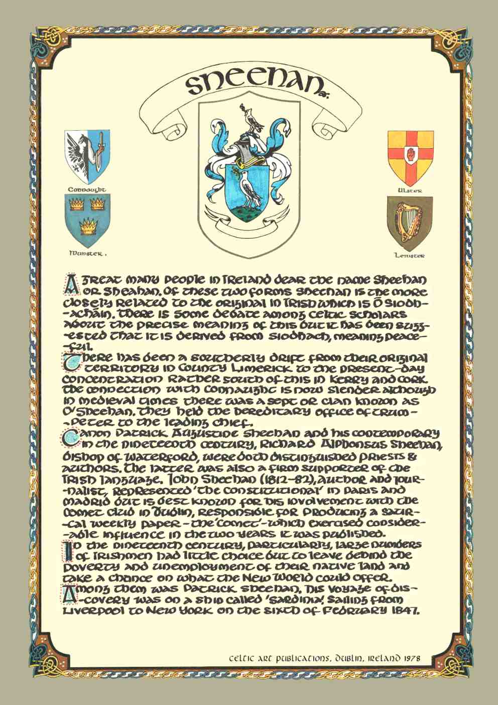 Sheehan Family Crest Parchment