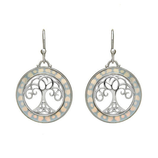 Silver Mother of Pearl Tree of Life Earrings