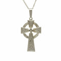 10k White Gold Celtic Cross with Shamrock Center