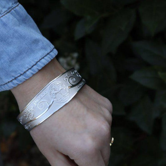 Tree of Life Cuff Bangle with Satin Finish