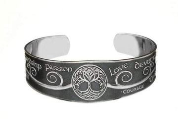 Tree of Life Cuff Bangle with Oxidised Finish