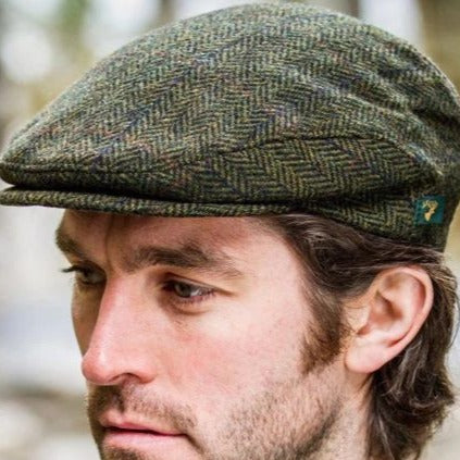 Mucros Weavers Green Herringbone Flat Cap