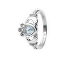 Shanore White Gold Claddagh Birthstone Ring - March