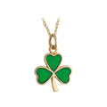 14K GOLD GREEN ENAMEL SHAMROCK NECKLACE