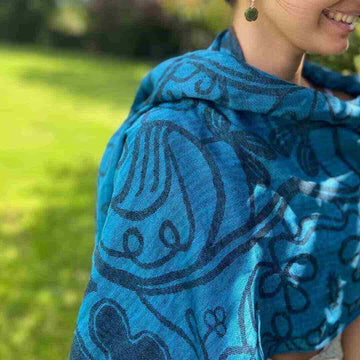 Blue and Black Pashmina Scarf