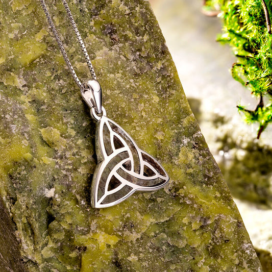 SILVER CONNEMARA MARBLE TRINITY KNOT PENDANT