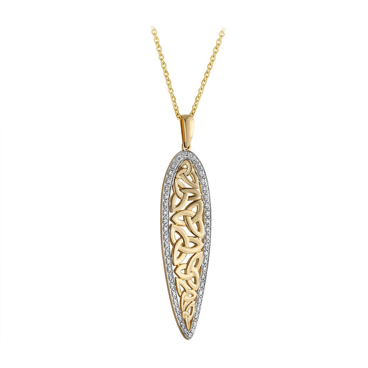 14K GOLD DIAMOND TWIST TRINITY KNOT PENDANT