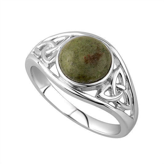 CONNEMARA MARBLE CELTIC TRINITY KNOT RING