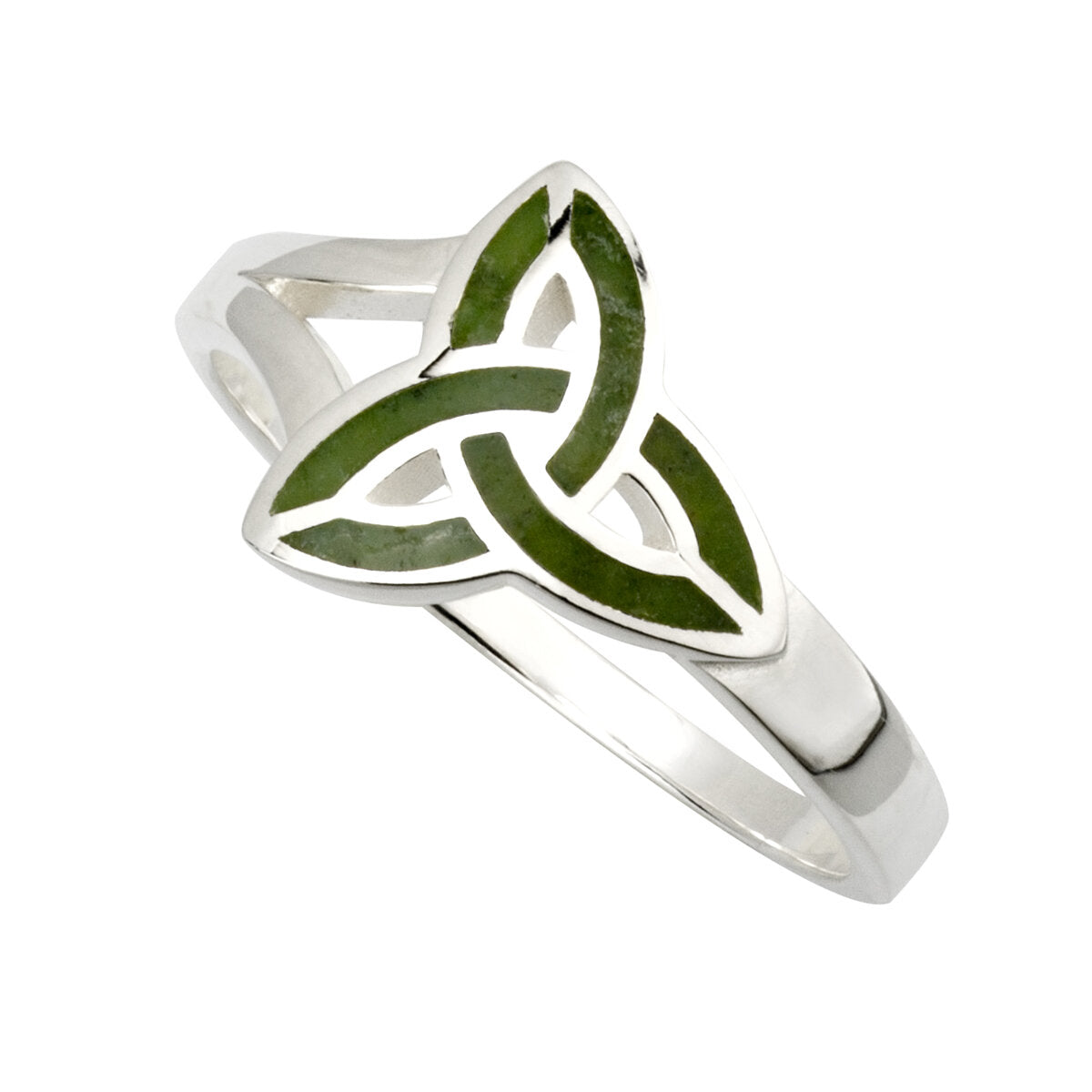 CONNEMARA MARBLE TRINITY KNOT RING