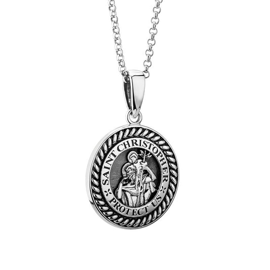 Men's Silver St. Christopher Medal Pendant