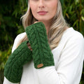 Green Aran Wool Mittens