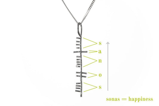 Silver Ogham 'Happiness' Pendant