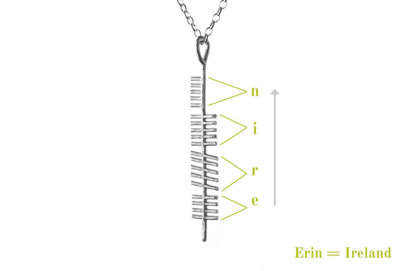 Silver Ogham 'Ireland' Pendant