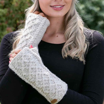 Oatmeal Aran Wool Mittens