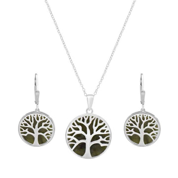 Tree of Life Connemara Marble Pendant and Earrings Set