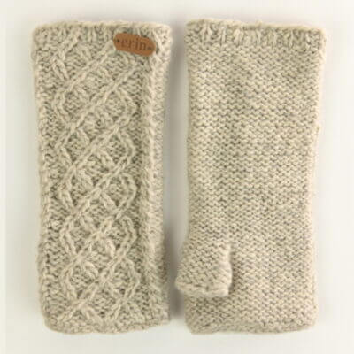 Oatmeal Aran Wool Mittens