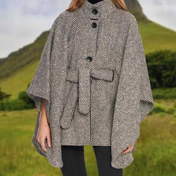 Jimmy Hourihan Tweed Cape in Herringbone